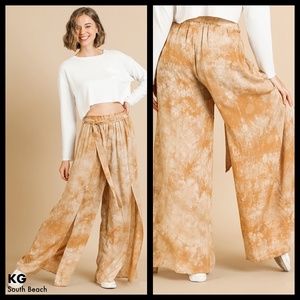Paper Bag High Waisted Pant W/Front Slits & Tie